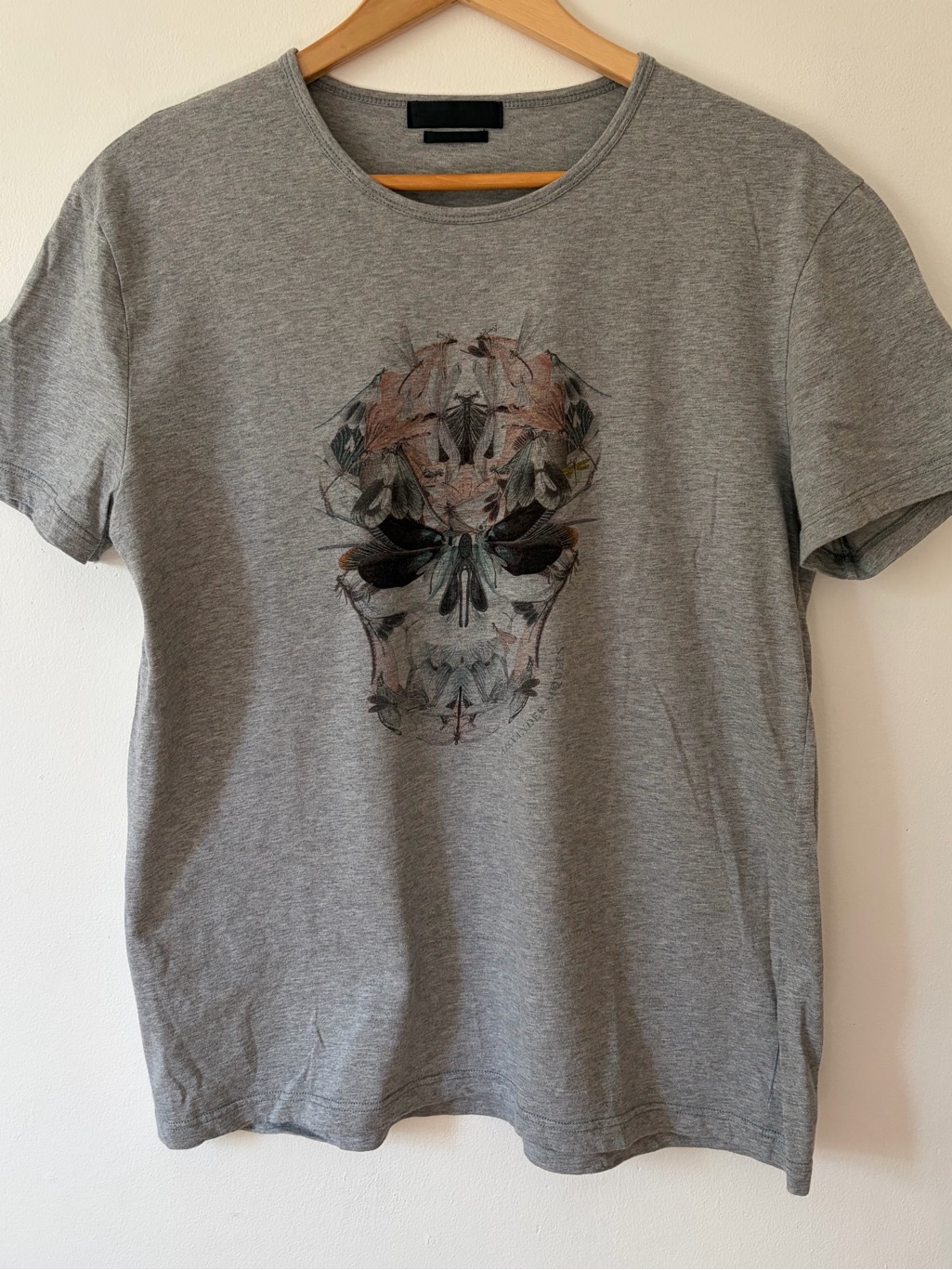 Alexander Mcqueen Grey Skull Motif Short-Sleeve Tee